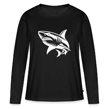 Großer Hochsee Hai Tattoo Taucher Design - Frauen Premium Bio Langarmshirt - Schwarz - Vorne - Julia (174cm)