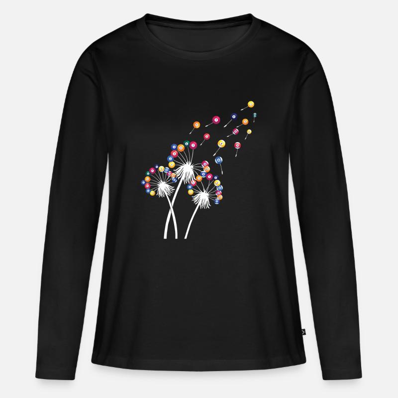 Löwenzahn-Billardkugel, lustiges Queue, Sportkunst - Frauen Premium Bio Langarmshirt - Schwarz