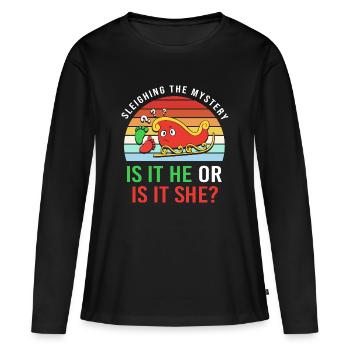 Werdender Papa werdende Väter Weihnachten - Frauen Premium Bio Langarmshirt - Schwarz - Vorne - Julia (174cm)