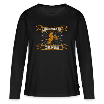Moto James - T-shirt manches longues Premium bio Femme - noir - Devant - Julia (174cm)