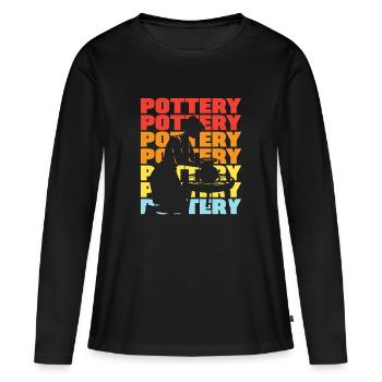 Céramique Artisanat Passion Art - T-shirt manches longues Premium bio Femme - noir - Devant - Julia (174cm)