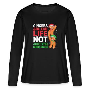 Bonhomme en pain d'épices Pain d'épices de Noël - T-shirt manches longues Premium bio Femme - noir - Devant - Julia (174cm)
