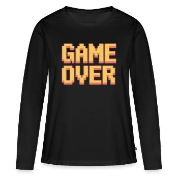 Game Over Retro Gamer Pixel Arcade Humor - Frauen Premium Bio Langarmshirt - Schwarz - Vorne - Julia (174cm)