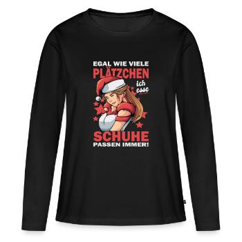 Weihnachten Merry Christmas Weihnachtsoutfit  - Frauen Premium Bio Langarmshirt - Schwarz - Vorne - Julia (174cm)