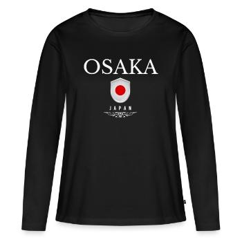 Osaka Japon, souvenir d’Osaka - T-shirt manches longues Premium bio Femme - noir - Devant - Julia (174cm)