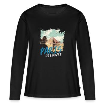 Die Pyramide des Louvre und die Denkmäler von Paris - Frauen Premium Bio Langarmshirt - Schwarz - Vorne - Julia (174cm)