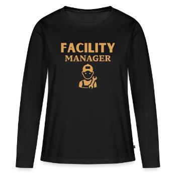 Gestionnaire d’installations - T-shirt manches longues Premium bio Femme - noir - Devant - Julia (174cm)