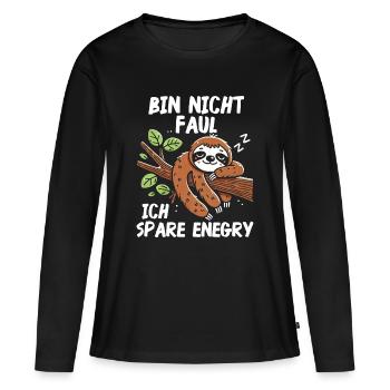 Je ne suis pas paresseux, j’économise de l’énergie - T-shirt manches longues Premium bio Femme - noir - Devant - Julia (174cm)