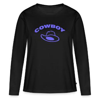 COWBOY - Frauen Premium Bio Langarmshirt - Schwarz - Vorne - Julia (174cm)