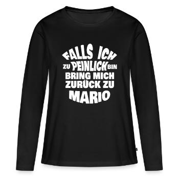 Drôle Mario citation design - T-shirt manches longues Premium bio Femme - noir - Devant - Julia (174cm)