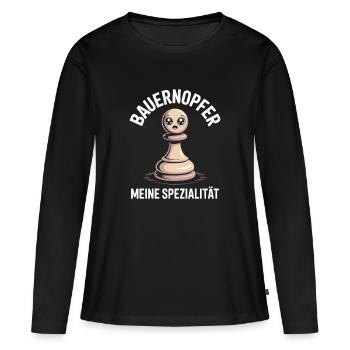 pion sacrifice pièces d’échecs jeu d’échecs - T-shirt manches longues Premium bio Femme - noir - Devant - Julia (174cm)