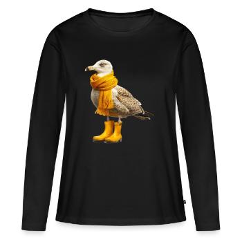 Albatross with rubber boots and scarf - Women's Premium Organic Long Sleeve Shirt - black - Front - Julia (174cm)