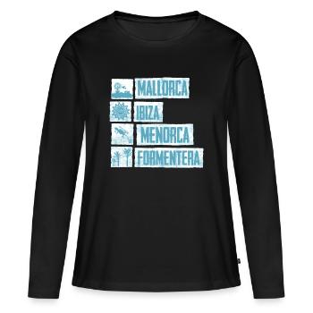 Inseln Balearen - Frauen Premium Bio Langarmshirt - Schwarz - Vorne - Julia (174cm)