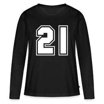 21 Lucky number, birthday, player number - Women's Premium Organic Long Sleeve Shirt - black - Front - Julia (174cm)
