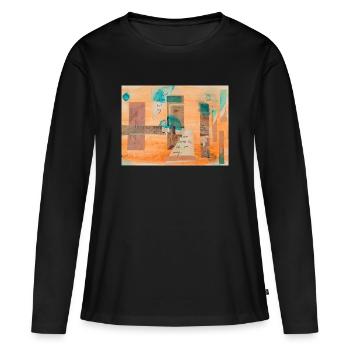 collage - T-shirt manches longues Premium bio Femme - noir - Devant - Julia (174cm)