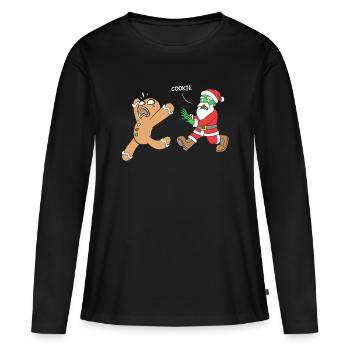 Bonhomme en pain d'épices de Noël en pain d'épices - T-shirt manches longues Premium bio Femme - noir - Devant - Julia (174cm)