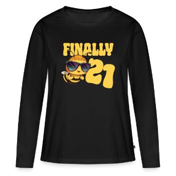 Enfin 21 - T-shirt manches longues Premium bio Femme - noir - Devant - Julia (174cm)