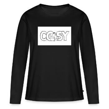 Gemütliches Tiermotiv auf Sofa - Frauen Premium Bio Langarmshirt - Schwarz - Vorne - Julia (174cm)