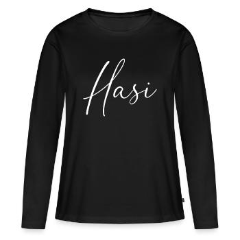 hasi / handschrift design - Frauen Premium Bio Langarmshirt - Schwarz - Vorne - Julia (174cm)