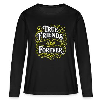Des amis fidèles pour toujours - T-shirt manches longues Premium bio Femme - noir - Devant - Julia (174cm)