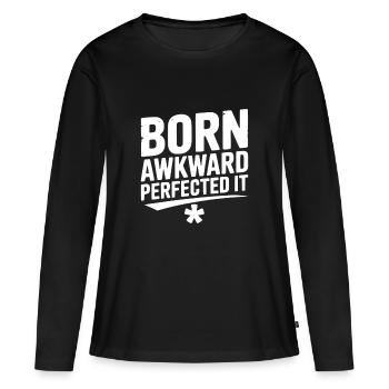 Né maladroit L’a perfectionné - T-shirt manches longues Premium bio Femme - noir - Devant - Julia (174cm)