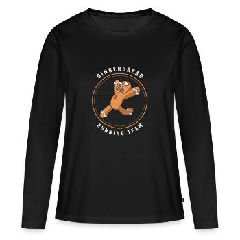 Bonhomme en pain d'épices de Noël en pain d'épices - T-shirt manches longues Premium bio Femme - noir - Devant - Julia (174cm)
