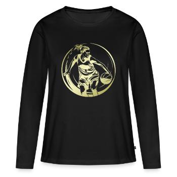 Basketteur Basketteur Basketteur Silhouette - T-shirt manches longues Premium bio Femme - noir - Devant - Julia (174cm)