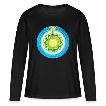 Lebendiges lichtvolles Mandala - Frauen Premium Bio Langarmshirt - Schwarz - Vorne - Julia (174cm)