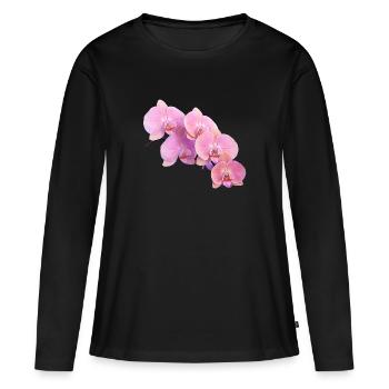orchidée rose isolé clipart - T-shirt manches longues Premium bio Femme - noir - Devant - Julia (174cm)