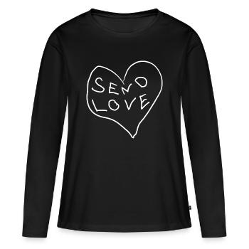 Envoyer de l’amour - T-shirt manches longues Premium bio Femme - noir - Devant - Julia (174cm)