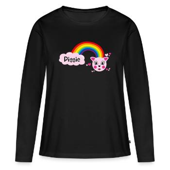 Piggie mimi par Helfspawn - T-shirt manches longues Premium bio Femme - noir - Devant - Julia (174cm)