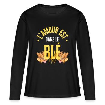Die Liebe steckt im Weizen - Frauen Premium Bio Langarmshirt - Schwarz - Vorne - Julia (174cm)