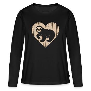 Cute Sloth Heart Design - Women's Premium Organic Long Sleeve Shirt - black - Front - Julia (174cm)
