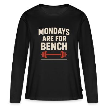Développé couché Mememe Discover Me Bro Gym - T-shirt manches longues Premium bio Femme - noir - Devant - Julia (174cm)