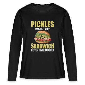 Concombres Sandiwch Vegan Alimentation saine - T-shirt manches longues Premium bio Femme - noir - Devant - Julia (174cm)
