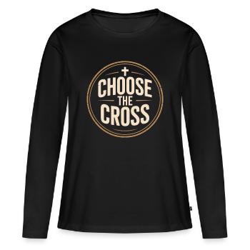 Chrétien Choisir La Croix Croix Confession - T-shirt manches longues Premium bio Femme - noir - Devant - Julia (174cm)