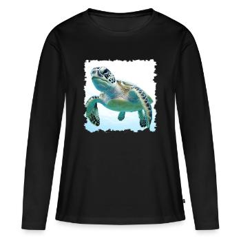Unterwasser Schildkroeten Nahaufnahme - Frauen Premium Bio Langarmshirt - Schwarz - Vorne - Julia (174cm)