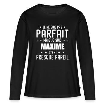 Maxime: authentic, imperfect, top, perfection - Women's Premium Organic Long Sleeve Shirt - black - Front - Julia (174cm)