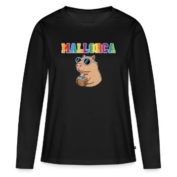 Mallorca Capybara Sonnenbrille Kokosdrink - T-shirt manches longues Premium bio Femme - noir - Devant - Julia (174cm)