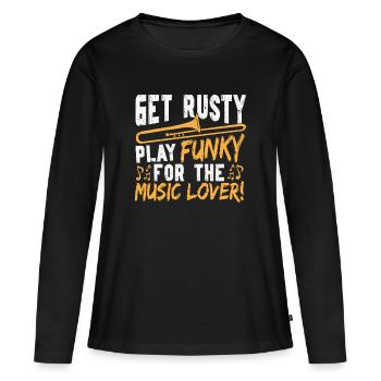 Posaunist Messing Band Marschband Trombone Posaune - Frauen Premium Bio Langarmshirt - Schwarz - Vorne - Julia (174cm)