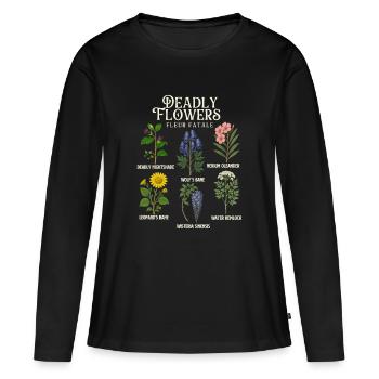 Collection Fleurs mortelles — Halloween empoisonné - T-shirt manches longues Premium bio Femme - noir - Devant - Julia (174cm)