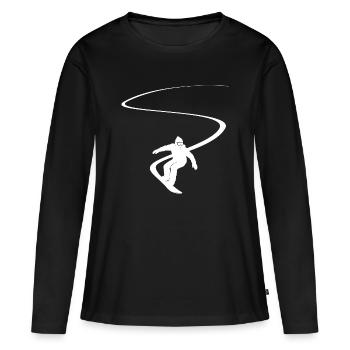 Snowboarder Slalom Deep Snow Downhill Snowboard - Women's Premium Organic Long Sleeve Shirt - black - Front - Julia (174cm)