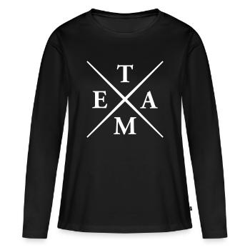 Équipe - T-shirt manches longues Premium bio Femme - noir - Devant - Julia (174cm)