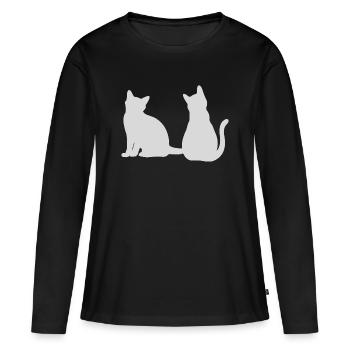 Cats Back to Back Design - Women's Premium Organic Long Sleeve Shirt - black - Front - Julia (174cm)