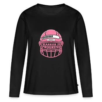 Guerrier de la sensibilisation au cancer du sein en cours - T-shirt manches longues Premium bio Femme - noir - Devant - Julia (174cm)