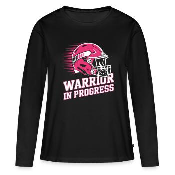 Guerrier de la sensibilisation au cancer du sein en cours - T-shirt manches longues Premium bio Femme - noir - Devant - Julia (174cm)