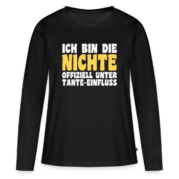 Motif familial neveu - T-shirt manches longues Premium bio Femme - noir - Devant - Julia (174cm)
