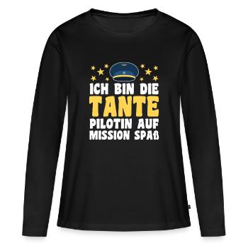 Nièce motif familial - T-shirt manches longues Premium bio Femme - noir - Devant - Julia (174cm)