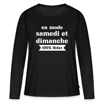 En Mode Samedi Dimanche - T-shirt manches longues Premium bio Femme - noir - Devant - Julia (174cm)