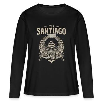 Santiago Crest T-Shirt - Frauen Premium Bio Langarmshirt - Schwarz - Vorne - Julia (174cm)
